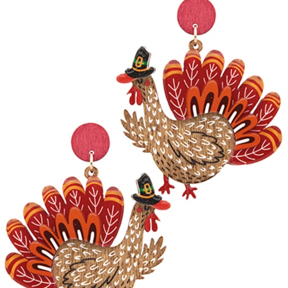 Thanksgiving Turkey Drop Earrings - Picture 1 of 2